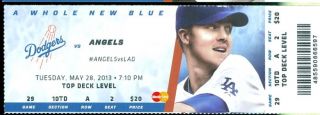 2013 Dodgers Vs Angels Ticket: Hyun - Jin Ryu 2 Hit Complete Game Shut - Out