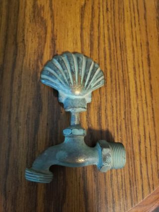Vintage Brass Seashell Outside Spigot Faucet 3/4