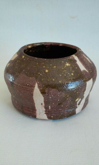 Vintage Hand Crafted Folk Art Pottery Brush Pot Bowl Vase Signed H.  Ridgley