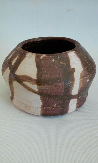 Vintage Hand Crafted Folk Art Pottery Brush Pot Bowl Vase Signed H.  Ridgley 2