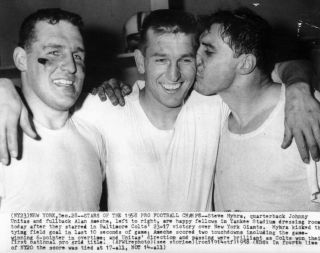 1958 Baltimore Colts Champs Steve Myhra Johnny Unitas Alan Ameche Photo 8 X10