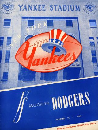 1947 York Yankees Vs Brooklyn Dodgers World Series Official Program 8x10