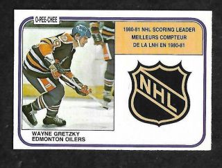 1981 - 82 Opc (o - Pee - Chee) Nhl Hockey: 384 Wayne Gretzky,  Scoring Leader - Edmon