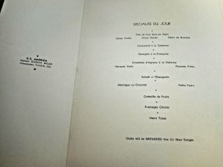 1935 UNITED STATES LINES DINNER MENU S.  S.  AMERICA CAPTAIN HAROLD MILDE 2