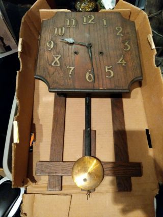Antique Wall Clock Mission Oak Arts And Crafts