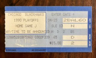Nhl Edmonton Oilers Vs Blackhawks Playoff Ticket Stub - May 8,  1990 - Messier 2g 2a