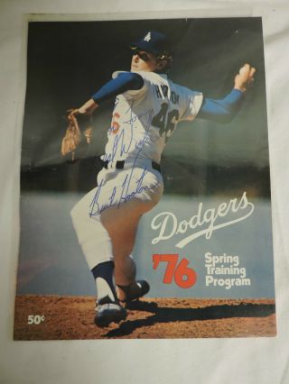 Vintage Autographed Signed Burt Hooton Dodgers Spring Training Program Cover