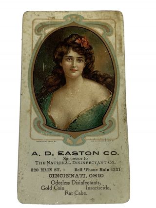 Vtg 1908 Easton Co Calendar Victorian Advertising Trade Card Cintinnati Oh