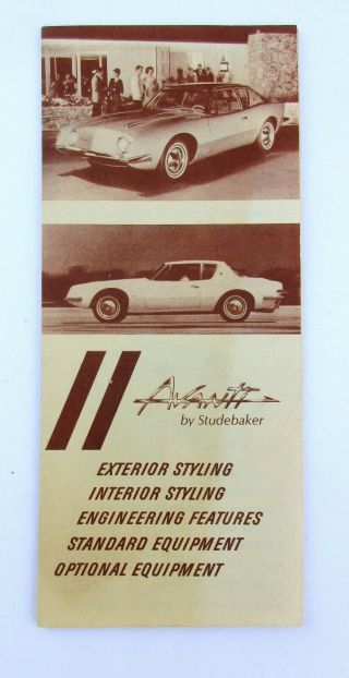 Vtg 1963 Studebaker Avanti Dealership Sales Brochure Folder Ad