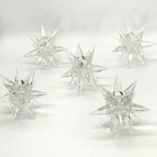 5 Vintage Shannon Crystal Atomic Starburst Candlesticks - Candle Holders - Flaws