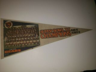 Nfl Chicago Bears Full Size Pennant Bowl Xx World Champion 1985 Team Photo