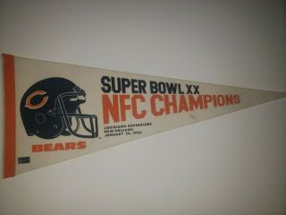 Nfl Football Chicago Bears Full Size Pennant 1985 Nfc Champions Bowl Xx 2