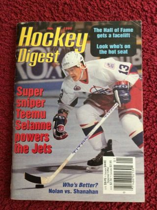 No Label Hockey Digest January 1994 Teemu Selanne Winnipeg Jets