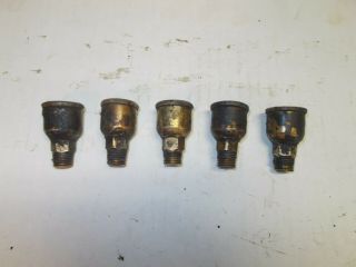 5 Antique Matching Brass Grease Cups Hit Miss Steam Engine Line Shaft 1/2 Thread