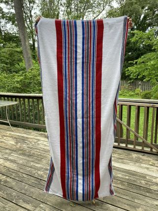 (2) Vintage Ralph Lauren Cotton Red/white/blue Striped Beach Towels - Big 33x66