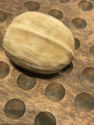 Early Vintage Stone Marble Nut Italian Alabaster Stone Carved Light Walnut Nm,