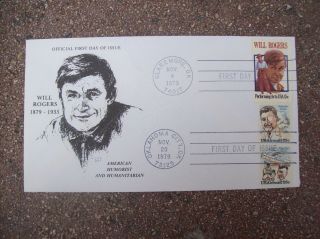 Fdc First Day Of Issue Will Rogers & Wiley Post Airmail Cover Nov 4 & 20 1979