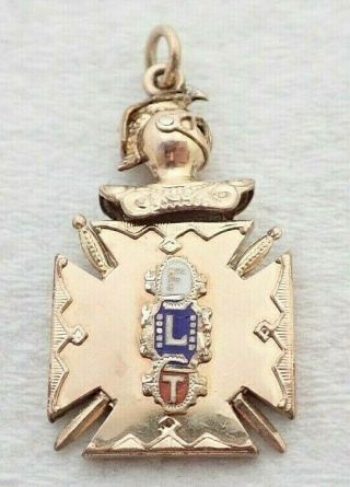 Antique Gold Filled Enamel Flt Odd Fellows Masonic Pocket Watch Pendant Fob