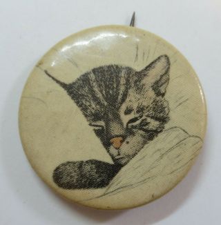Vintage Advertising Button Pin - Back - Chessie Cat - Chesapeake & Ohio Railway C&o Rr