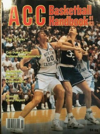 Acc Basketball Handbook 1991 - 92,  Eric Montross,  Christian Laettner Cover