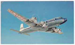 Postcard United Airlines Dc - 7 1955 United Airlines Advertising A7