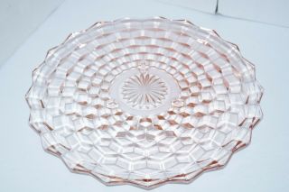 Vintage Antique American Art Deco Pink Depression Glass Footed 12 " Cake Plate