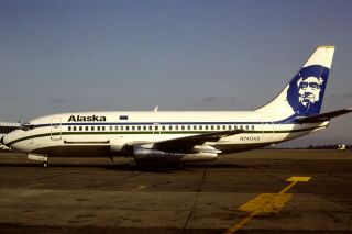 35mm Colour Slide Of Alaska Airlines Boeing 737 - 290c N740as