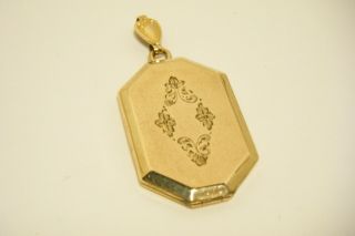 Ant.  Vtg Art Nouveau Deco Floral Etched Locket W/pendant Holder