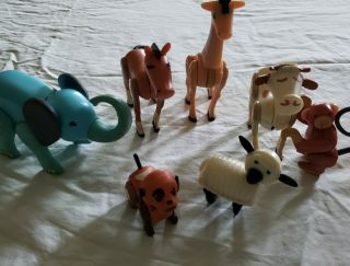 7 Vintage Fisher Price Little People Poseable Farm Animals / Circus Animals