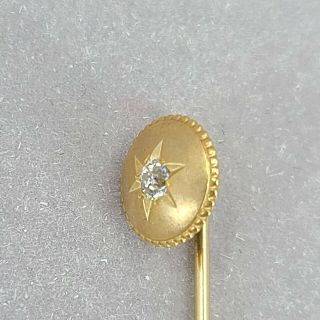 Antique 14k Yellow Gold Stick Pin W/.  5 Carat Old Cut Diamond