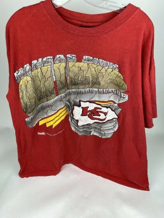 Kansas City Chiefs Football Vintage 90s 1993 Red Short Sleeve Graphic T - Shirt L