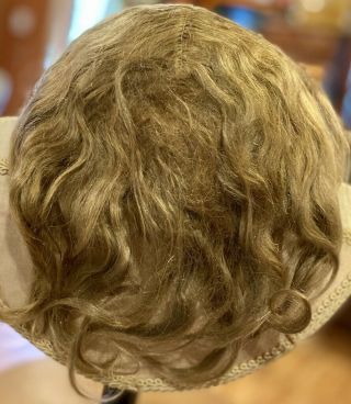 A26 Antique 12 " Handtied Blond Mohair Wig For Antique Bisque Doll