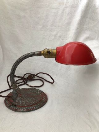 Vintage Antique Cast Iron 100 Goose Neck Desk Lamp