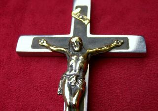 German Carmelite Nuns Rare Antique Aluminum & Bronze Habit Rosary Crucifix Cross