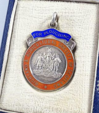 Vintage 1934 Highland & Agricultural Society Scotland Ploughing Silver Medal