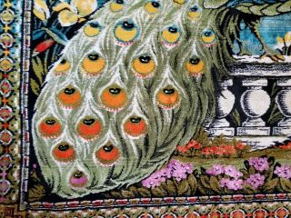 Extra Large Vintage Tapestry Wall Hanging Peacock 70 