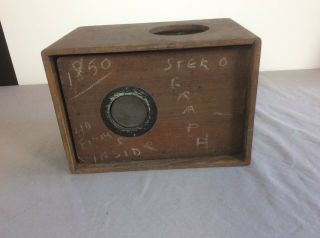 Antique 1850 Stereograph Camera Wood Primitive Early Box