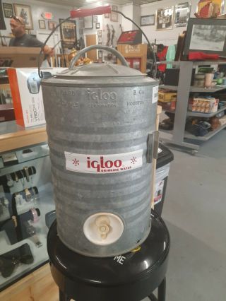 Vintage Igloo 5 Gallon Galvanized Water Cooler Perm - A - Lined Camping,  Parties
