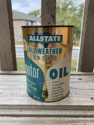Vintage Allstate Quart Oil Can Empty Metal