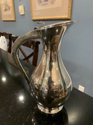Vintage Art Deco Style Silver Plate Water Pitcher Carafe 11”