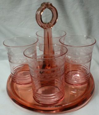 Antique Cambridge Pink Depression Glass Server Set