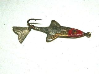 Vintage Antique Fred Arbogast Tin Liz Minnow Metal Glass Eyes Fishing Lure