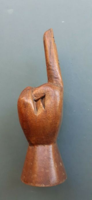 Vintage Hand Carved Wood Middle Finger Statue Flipping The Bird Sculpture Rare