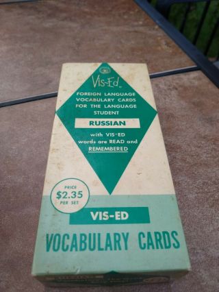 Vintage Russian Language Vocabulary Flash Cards By Vis - Ed - 1950 