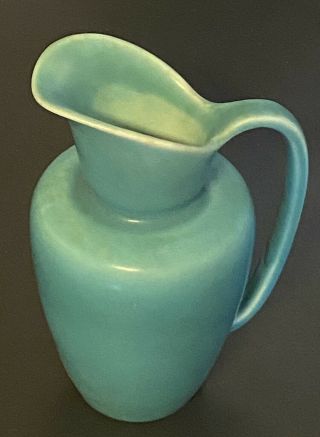 Antique 1934 Rookwood Art Pottery Pitcher Creamer 6750 Matte Turquoise Blue 7 "