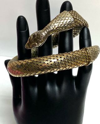 Signed Whiting & Davis Vintage Gold Tone Snake Bracelet 9/80