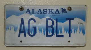 Vintage Alaska Personalized Vanity License Plate Tag Ag Blt - Silver Built