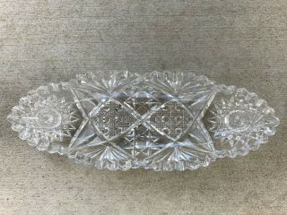 Antique Vintage American Brilliant Signed Hawkes Cut Glass Celery Dish
