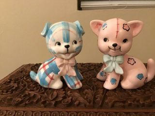 Vintage Norcrest Japan Blue And Pink Dog And Cat Salt And Pepper Shakers