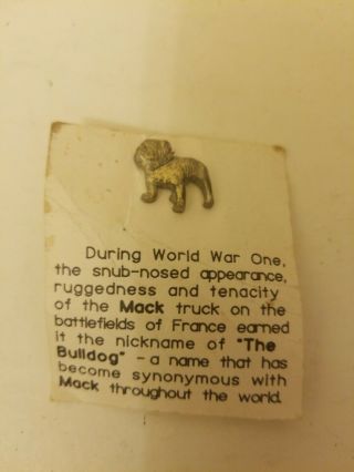 Vtg Mack Truck Bulldog Pin Tack Lapel Hat W/ History